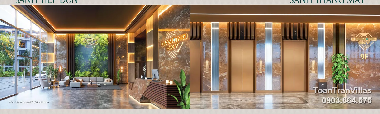 Sảnh tiếp đón và sảnh thang máy Diamond Sky