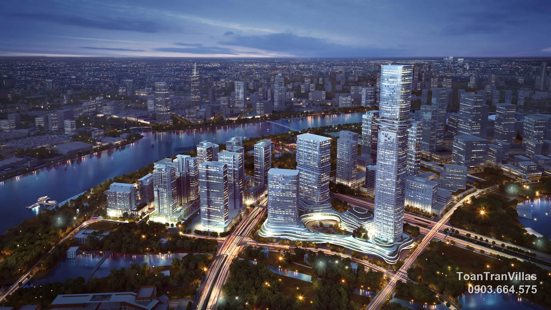 Thủ Thiêm ven sông Sài Gòn, Empire City về đêm