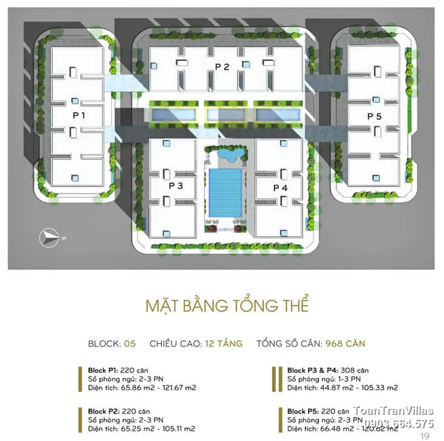 Mặt bằng 5 tòa căn hộ Cityland Park Hills