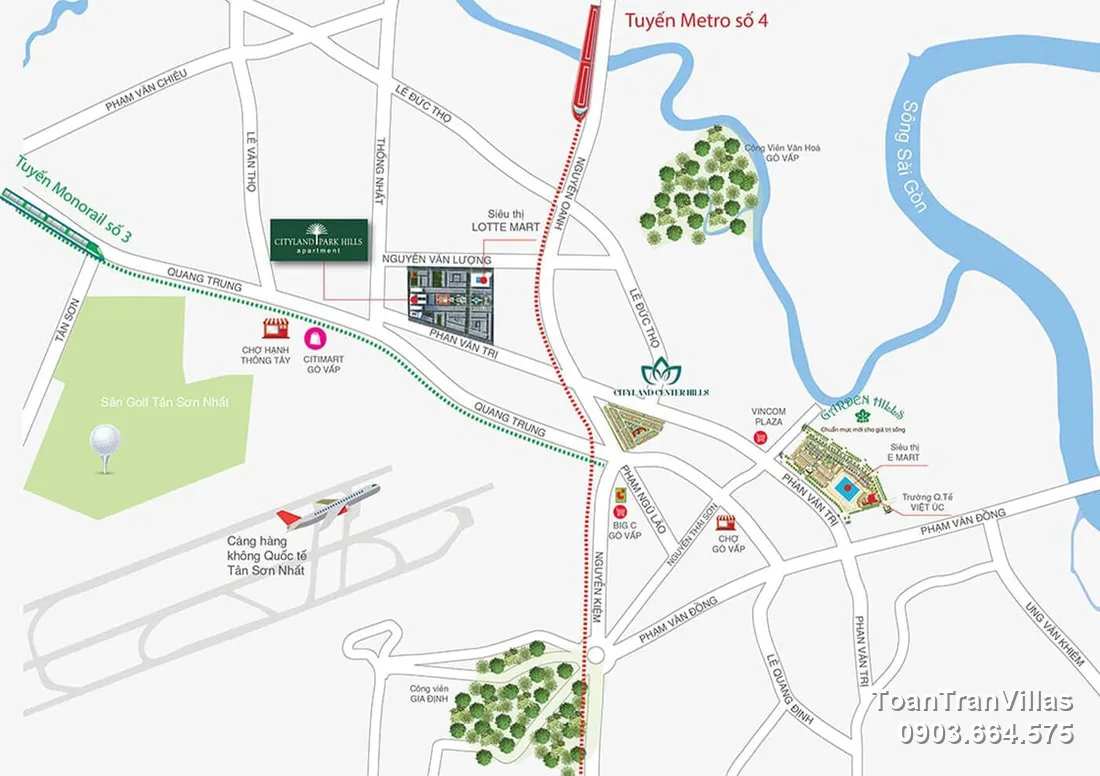 Vị trí Cityland Park Hills giữa Phan Văn Trị và Nguyễn Văn Lượng