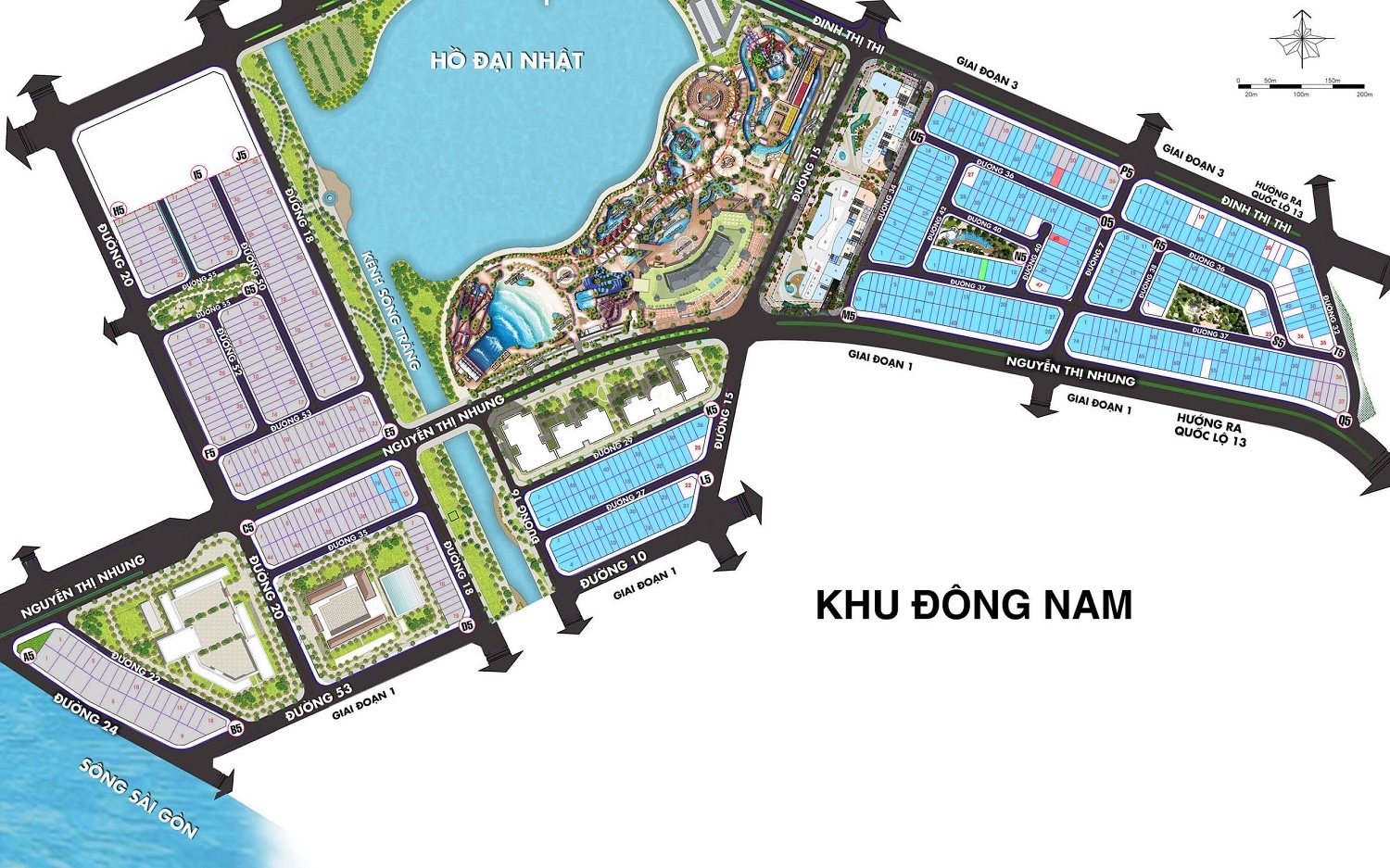 Mặt bằng phân khu Đông Nam Vạn Phúc City