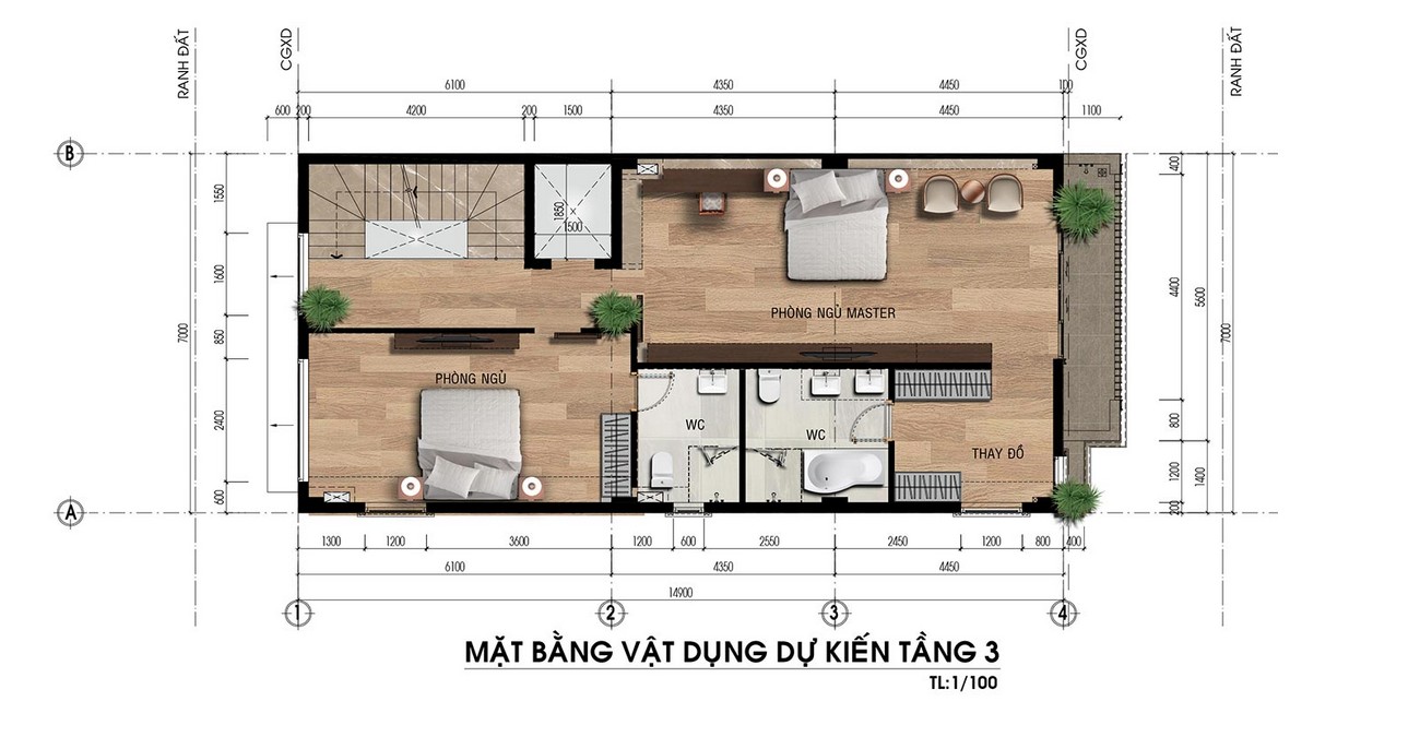 Bản vẽ mặt bằng shophouse Đông Nam