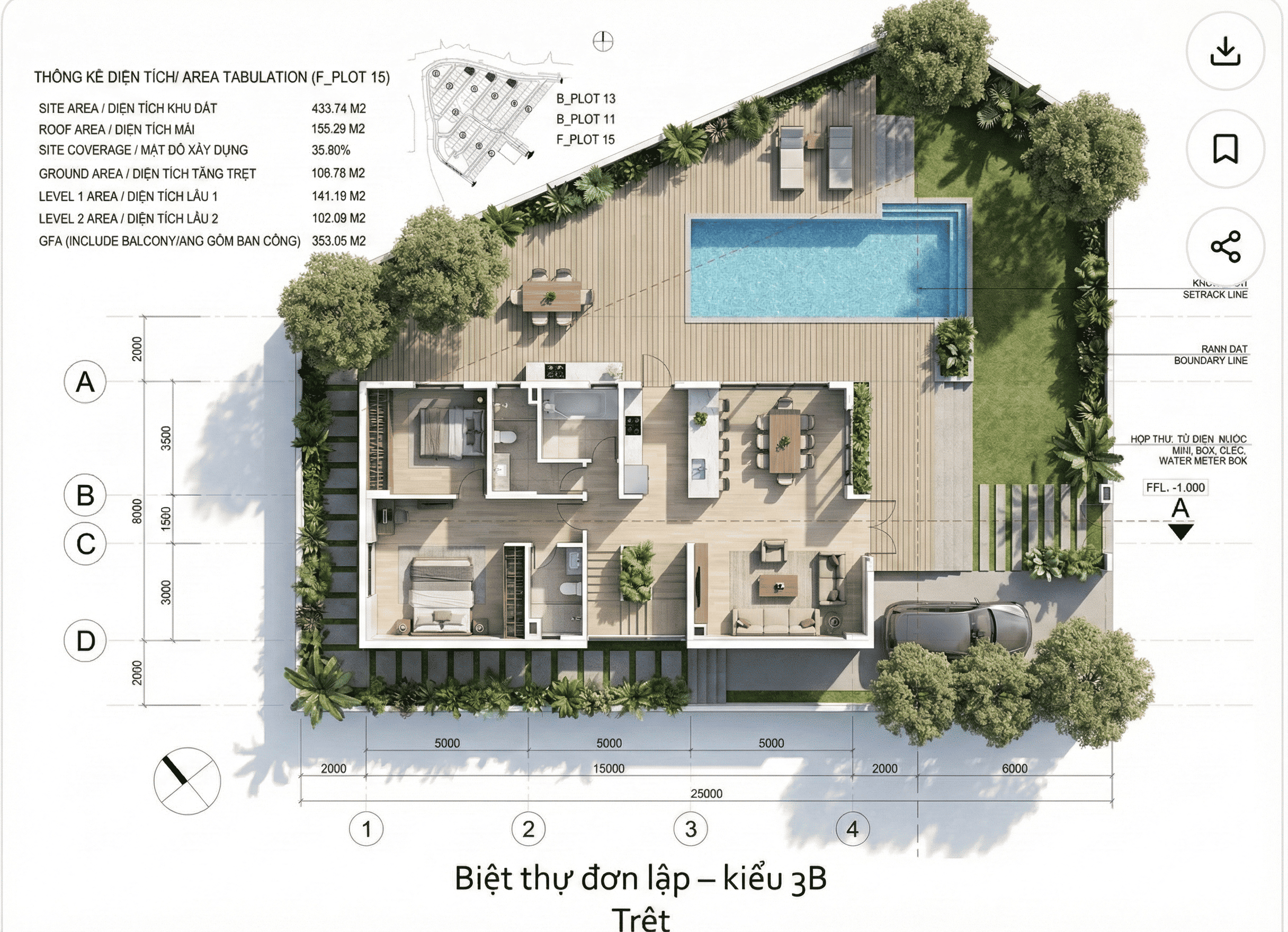 Mẫu đơn lập Jamona Home Resort góc 3D 1