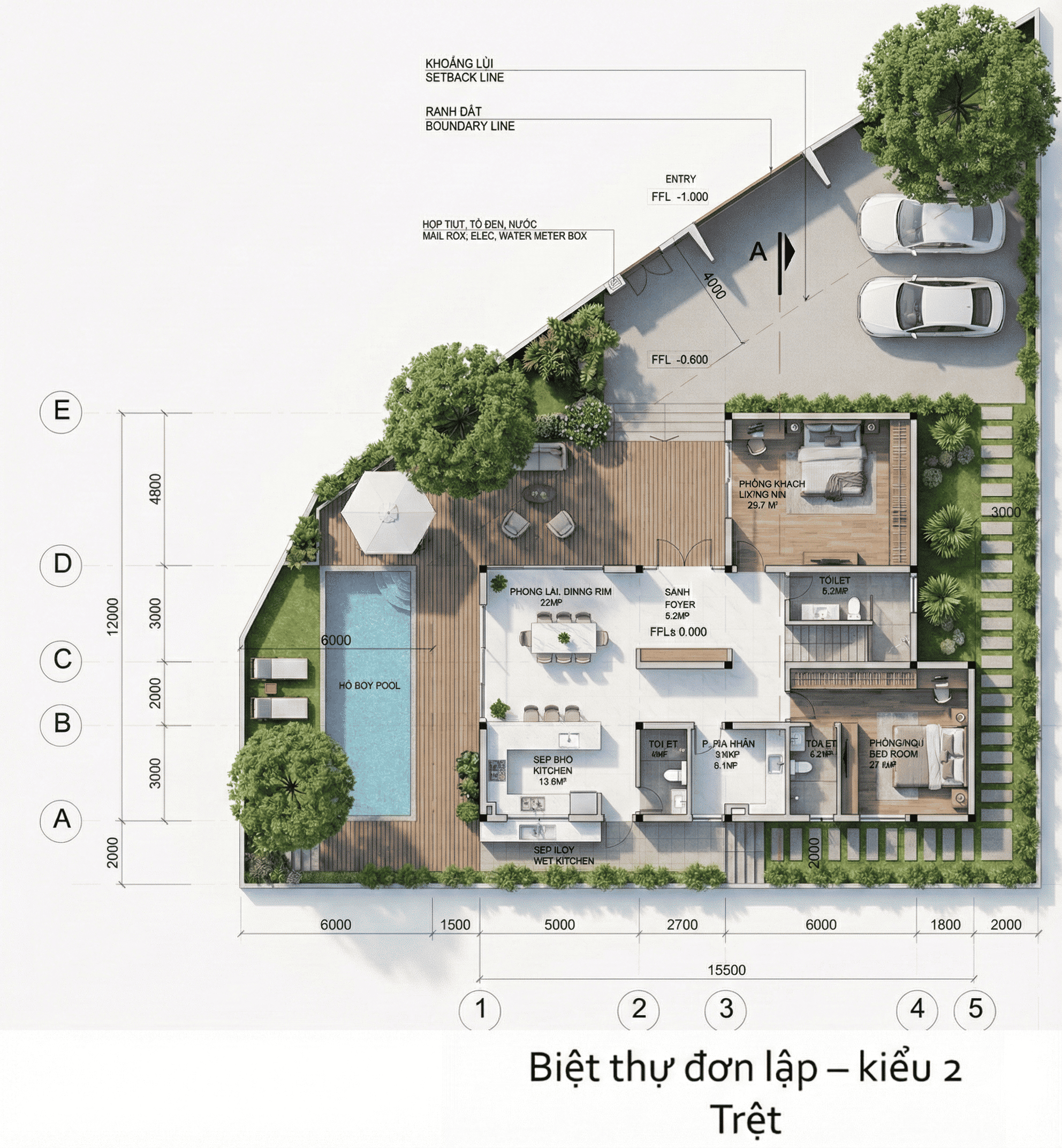 Mẫu đơn lập Jamona Home Resort góc 3D 3