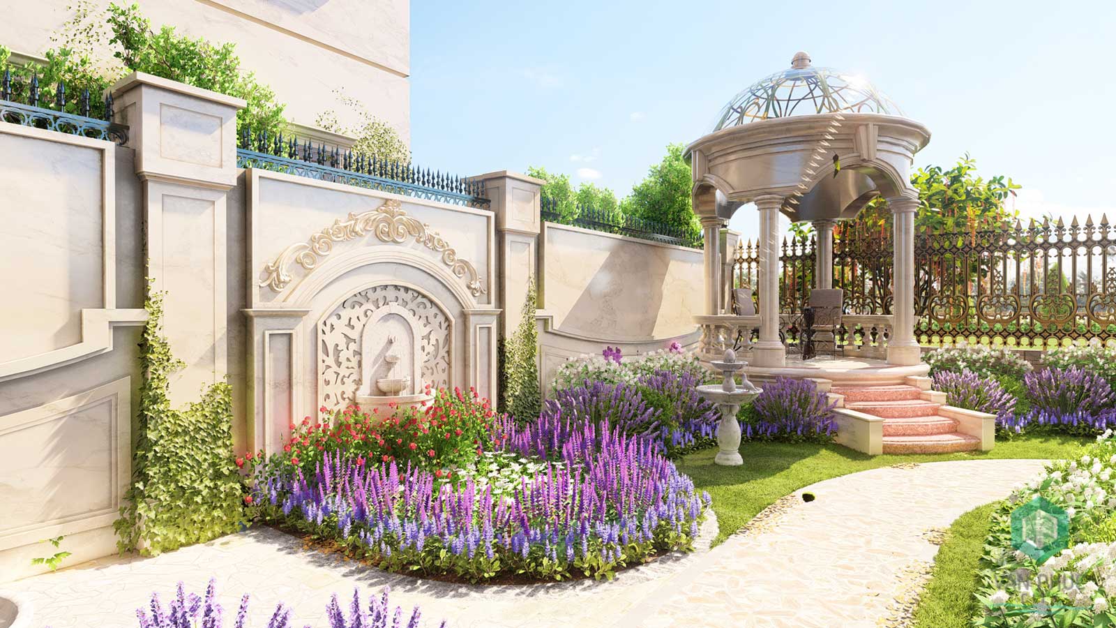 Toàn cảnh biệt thự Jardin bên sông và vườn