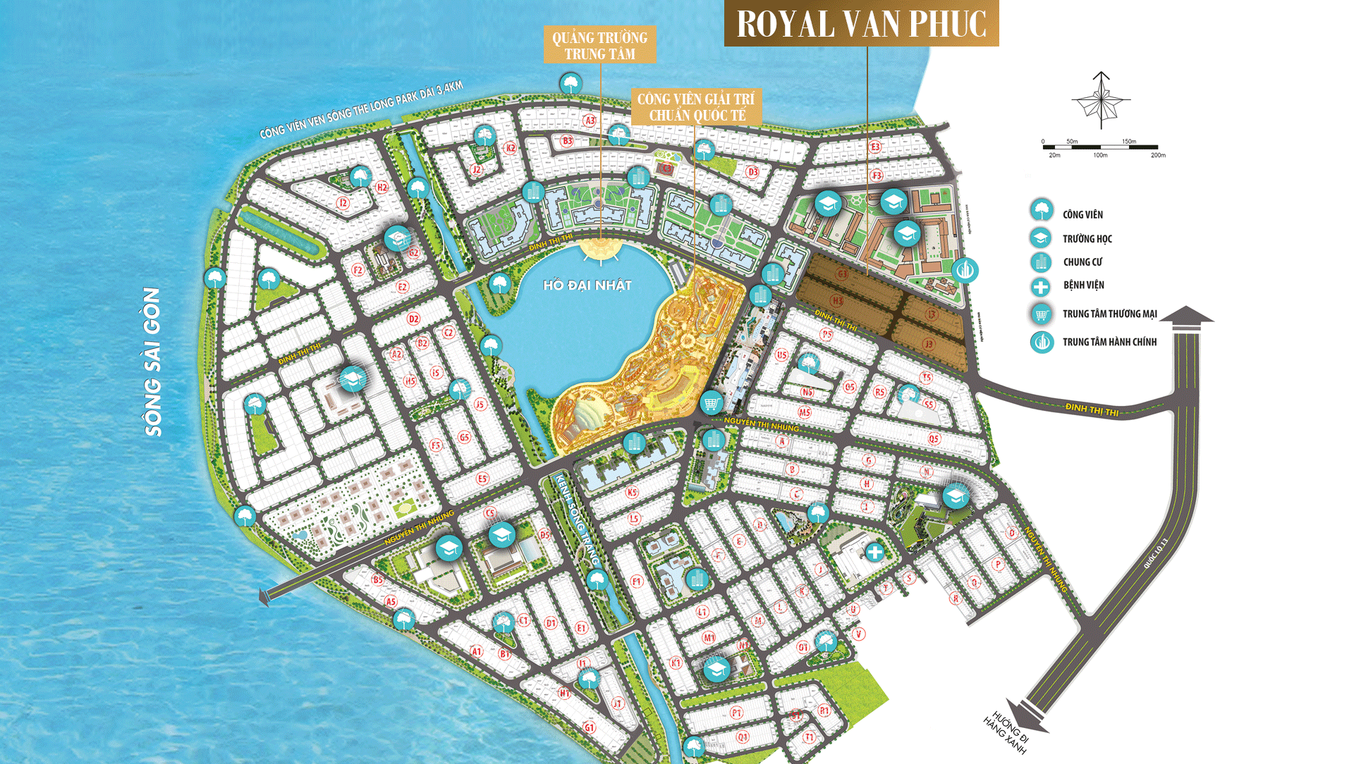 Sơ đồ vị trí Royal trong tổng thể khu đô thị Vạn Phúc City