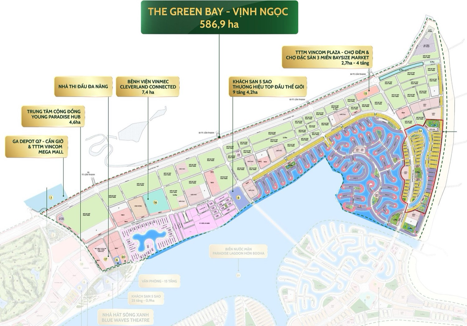 Mặt bằng phân khu The Green Bay Vịnh Ngọc 586,9 ha