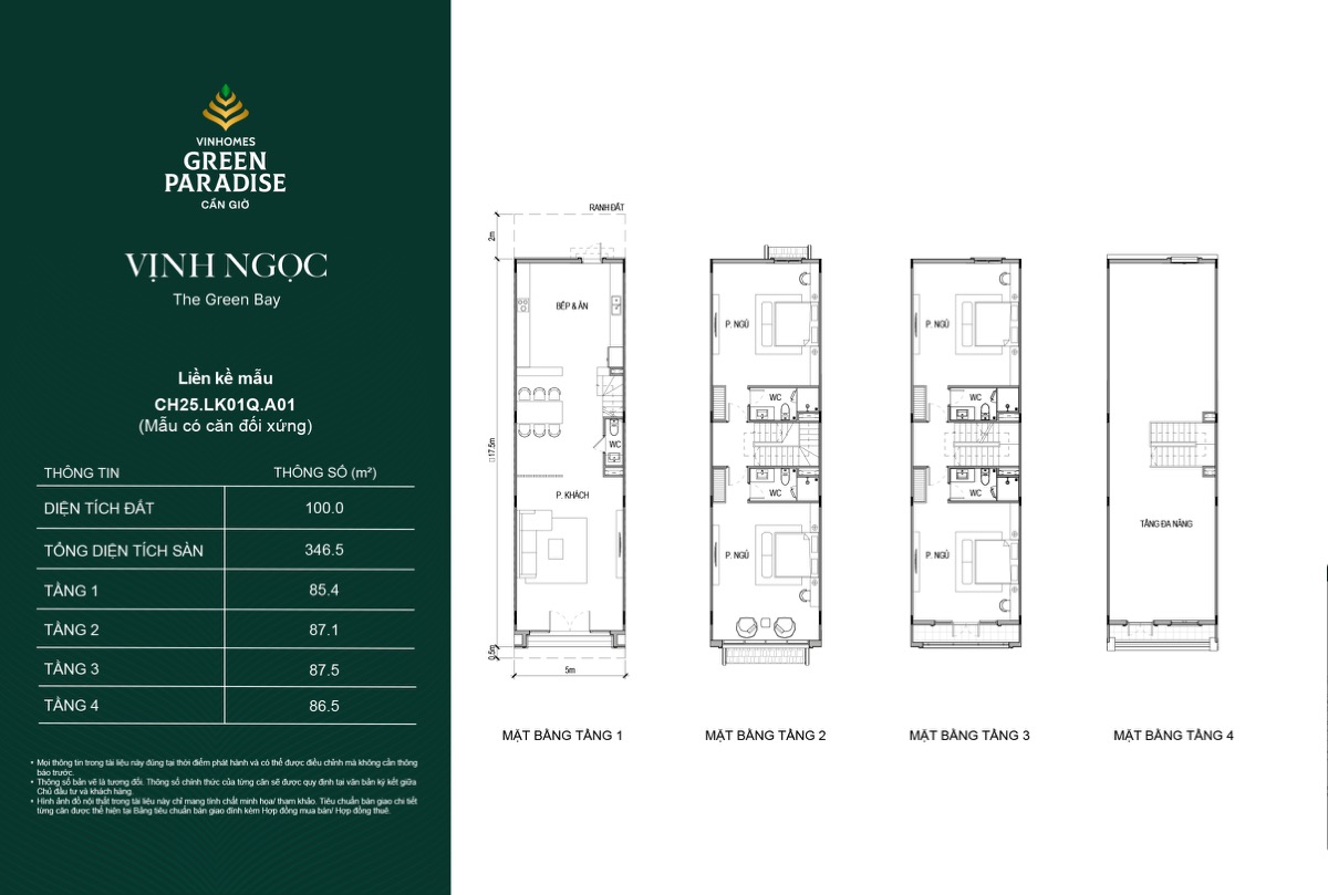 Mặt bằng liền kề · bản 3 phân khu Vịnh Ngọc Vinhomes Cần Giờ