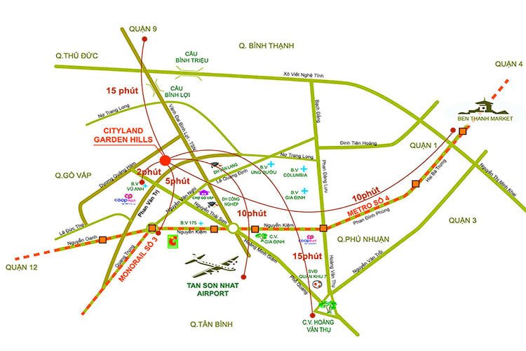 Bản đồ trường học quanh Cityland Park Hills và Cityland Garden Hills cho phụ huynh Gò Vấp